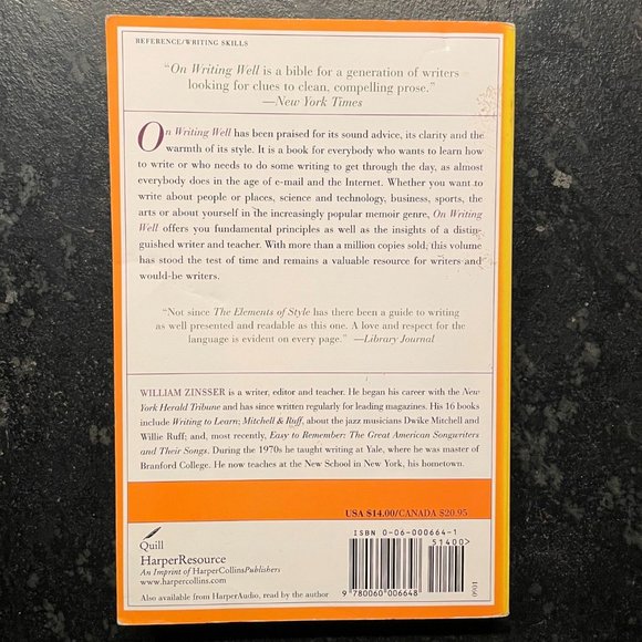 On Writing Well - The Classic Guide to Writing Nonfiction, by William Zinsser - Picture 2 of 2